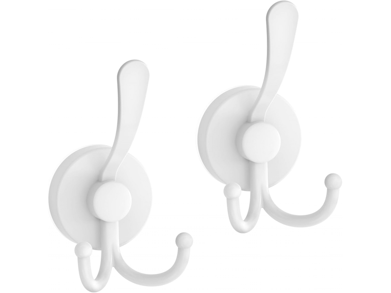 Crochet à ventouse, grand double, pour douche intérieure, lot de 2, blanc - Conforama A