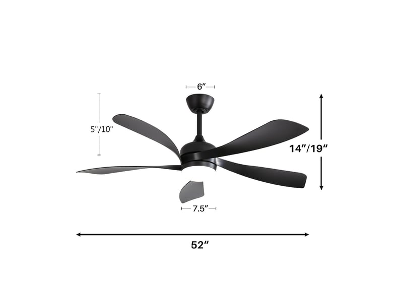  Ventilateur de plafond noir en abs avec led 18 w, 3 températures, télécommande, minuterie et moteur dc silencieux, mode étéhiver  - Conforama D