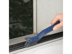 (bleu)1 brosse multifonction en plastique : aide au nettoyage pour salle de bain, cuisine, fenêtre et cheveux dans les espaces restreints.