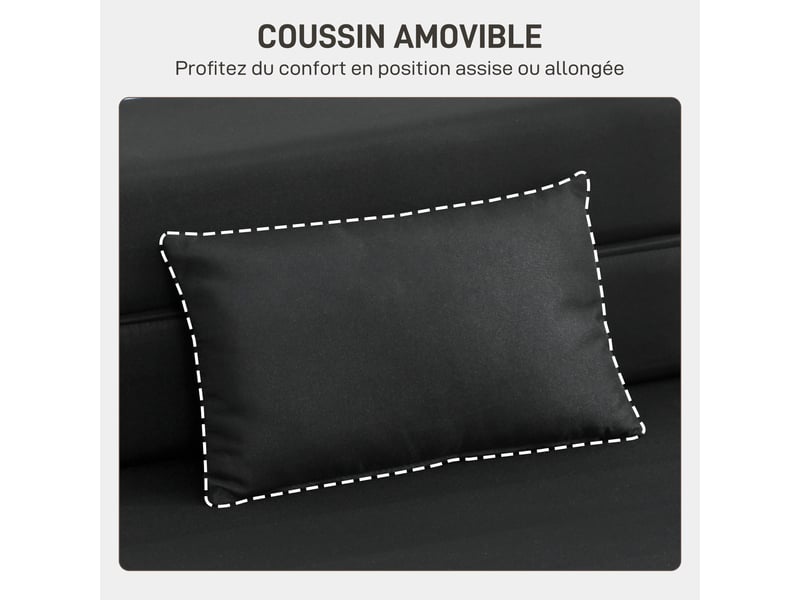  Fauteuil convertible 1 place fauteuil lit pliant, coussin inclus, pour invités, salon, petit espace, charge 120 kg, noir  - Conforama R