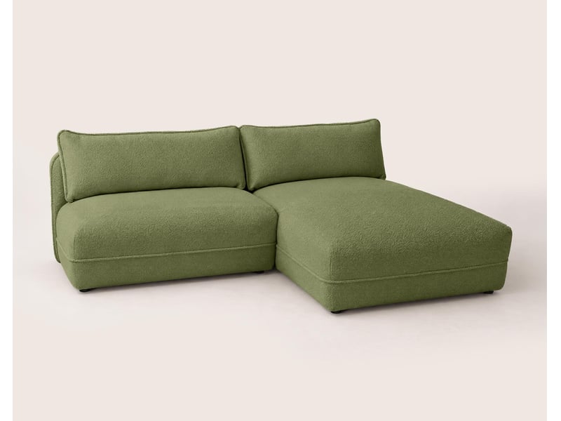 Lucien - canapé d'angle droit 4 places ouvert en tissu bouclette -  - vert LUCIEN - Conforama D