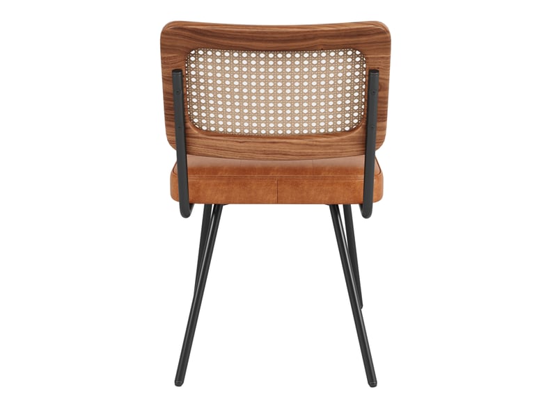  Chaise de salle à manger lot de 2 avec dossier en rotin pe ergonomique et pieds réglables en polyuréthane marron  - Conforama A