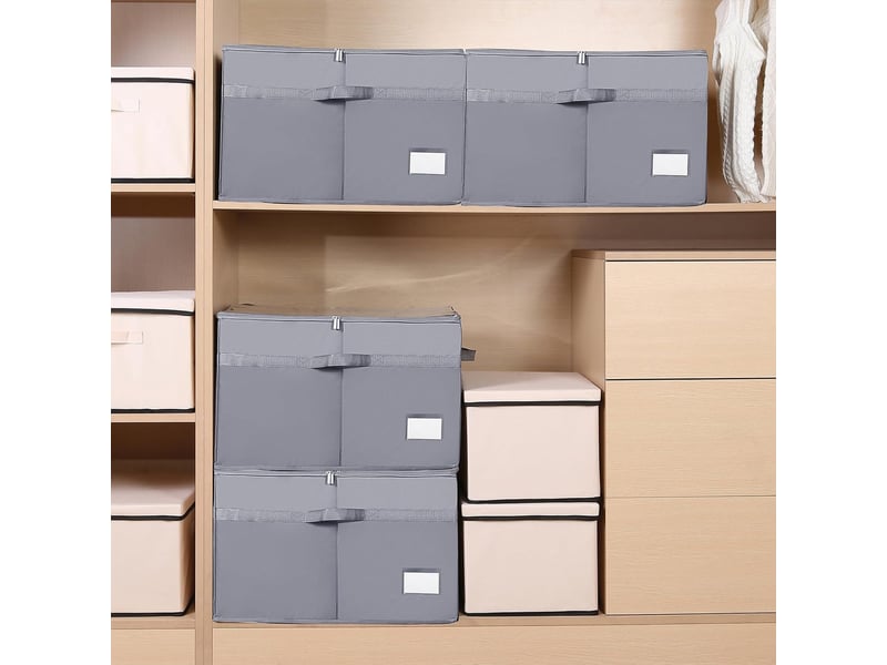  Boîte de rangement chaussures pliable 16 compartiments avec housse transparente et structure renforcée gris chicfurn  - Conforama E