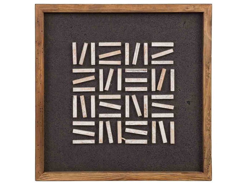 Tableau artisanal en bois recyclé relief noir et blanc 40x4x40 cm h - Conforama B