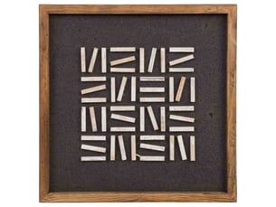 Tableau artisanal en bois recyclé relief noir et blanc 40x4x40 cm h