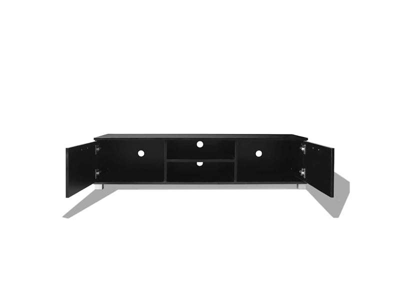  Meuble tv - banc tv - meuble de rangement noir brillant 140x40,5x35 cm  - Conforama D