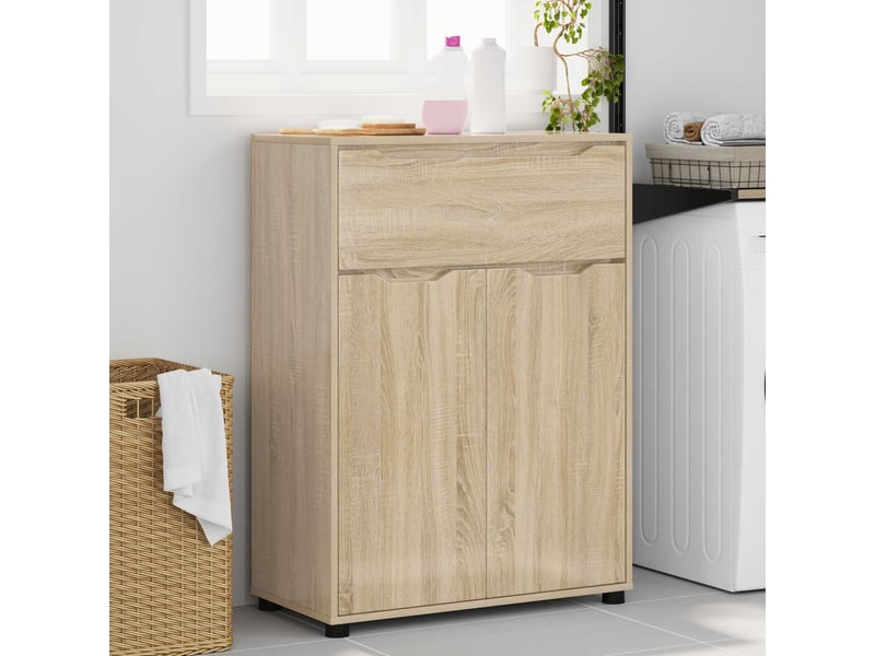 Cabinet de salle de bain, meuble de rangement chêne sonoma 72.5x36.5x100 cm  - Conforama D