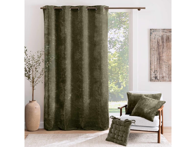  Rideau tamisant à œillets en velours chenille 140x260 cm  - Conforama D