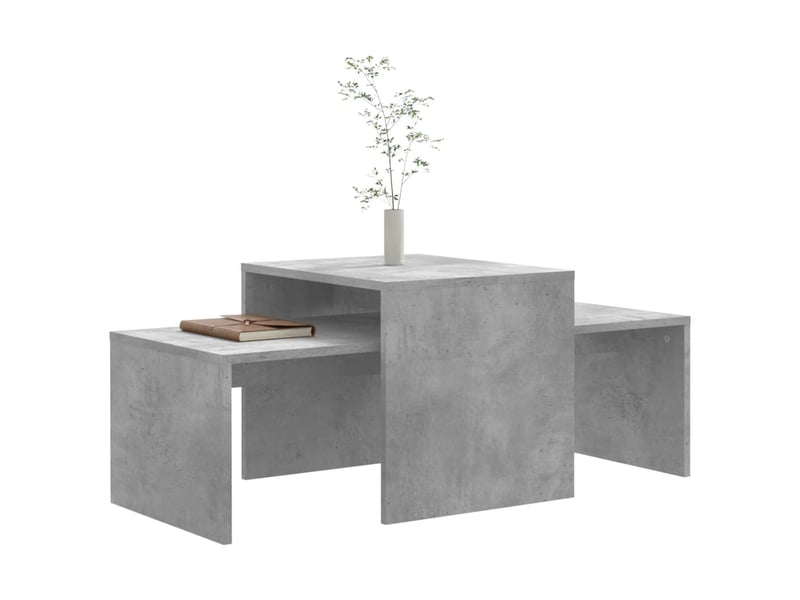  Ensemble de tables gigognes 2 pcs gris béton 100x48x40 cm bois ingénierie  - Conforama C