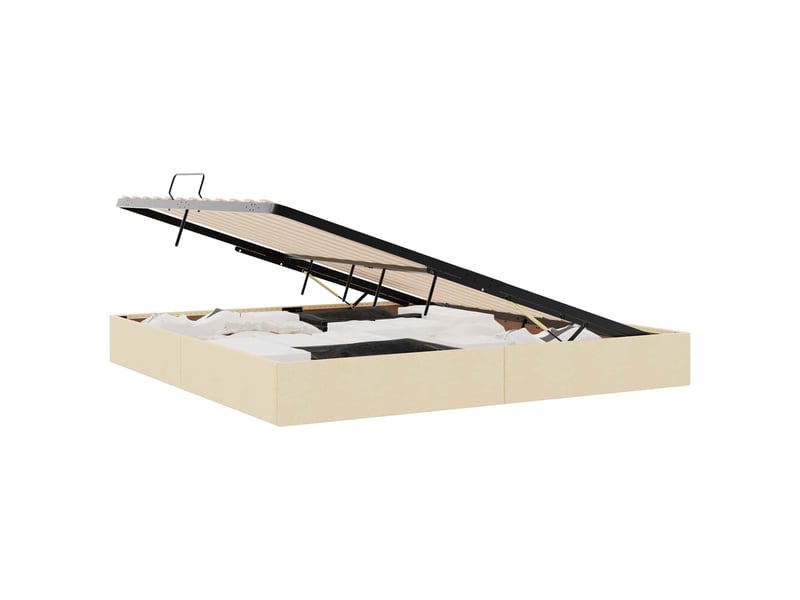  Lit double- lit adulte -  cadre de lit ottoman avec stockage crème 200 x 200 cm tissu  - Conforama A