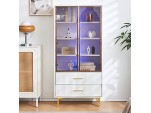 Vitrine coloris blanc 3 étagère(s) DESVIAE - 70 cmx150 cm