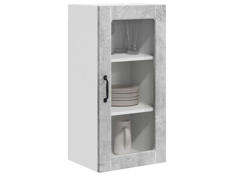  Meuble mural de cuisine, cabinet en verre mural 2 pcs gris béton bois d'ingénierie shl4264  - Conforama C