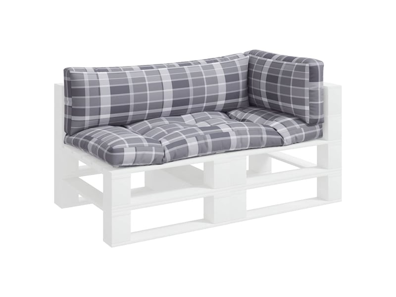  Lot de 3 coussins de palette, coussins de canapé carreaux gris tissu cf59471  - Conforama C