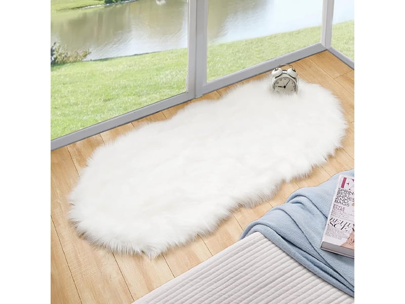  Blanc peau de 60x120 cm ado chambre fluffy shaggy moumoute poil long DNUIT001620M-SCM - Conforama A