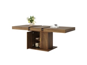 Table à manger, 140x90x75,2 cm, rangement intégré, extensible, en métal, bicolore