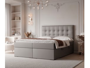 Lit coffre 160x200 cm <strong>IDOHOME</strong>  <strong>IMPERIAL</strong> coloris gris