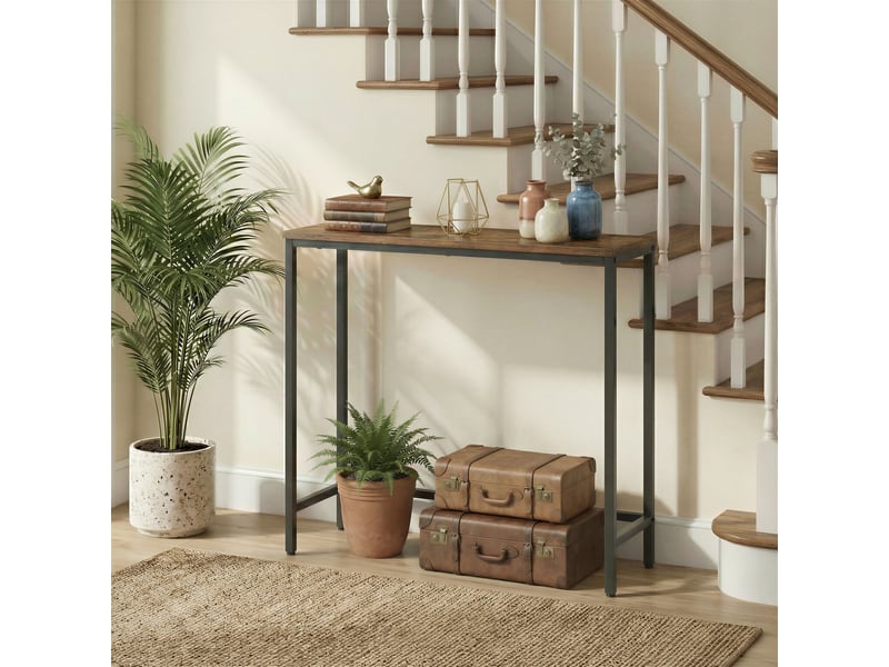  Console, avec plateau monobloc, pour salon, montage facile, 1 niveau, 20 x 80 x 81,2 cm, marron et noir  - Conforama B