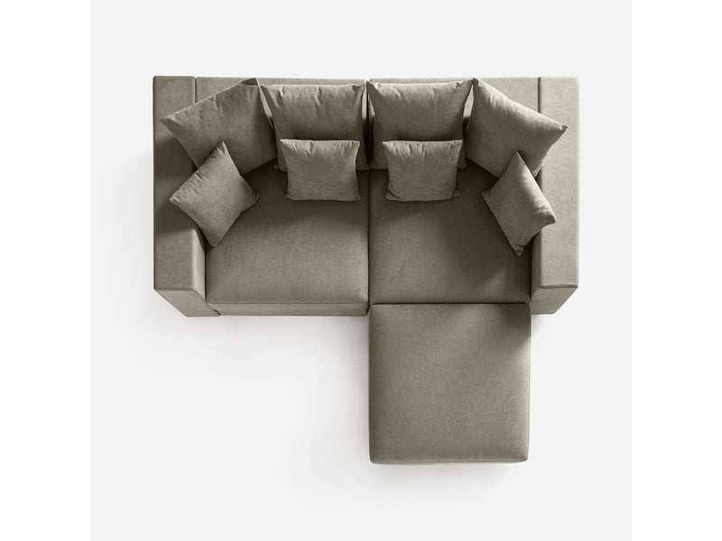 Canapé modulaire de salon déhoussable avec pouf et coussins cortina d - taupe - Conforama D