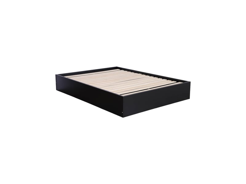  Lit coffre sommier à lattes 140x190cm décor bois noir - lift  - Conforama C