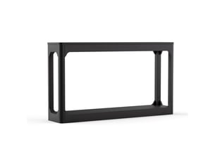 Console incurvée 140 cm noire, 2 niveaux avec rangement, pour canapé et entrée