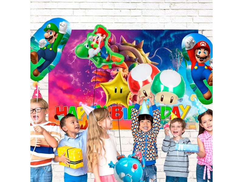  Ballons aluminium theme super mario lot de 8 pour helium 333453_AAAJO55710_6_DROPFR - Conforama C