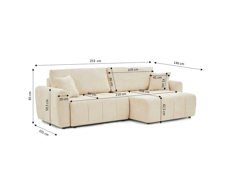  Canapé d'angle convertible et réversible jonea 4 places tissu texturé beige  - Conforama D