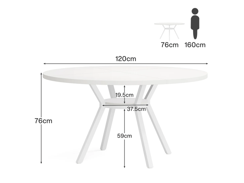  Table à manger ronde blanche 120 cm pour 4 à 6 personnes  - Conforama C