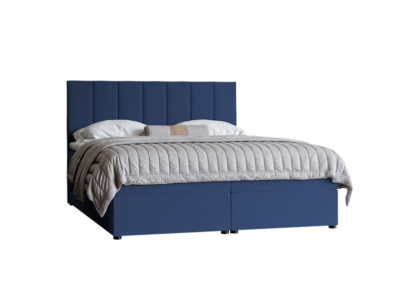 Lit coffre zelto - 140x200 cm - avec matelas et surmatelas - velours dense - bleu marine ZELTO - Conforama A