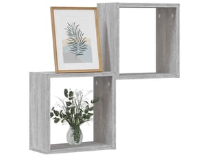 Lot de 2 étagères cube murales, armoires de rangement sonoma gris 30x15x30 cm cf42738