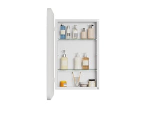 Armoire miroir salle de bain 76x51x12 cm, meuble miroir mural rangement, tablettes réglables, métal et verre, blanc
