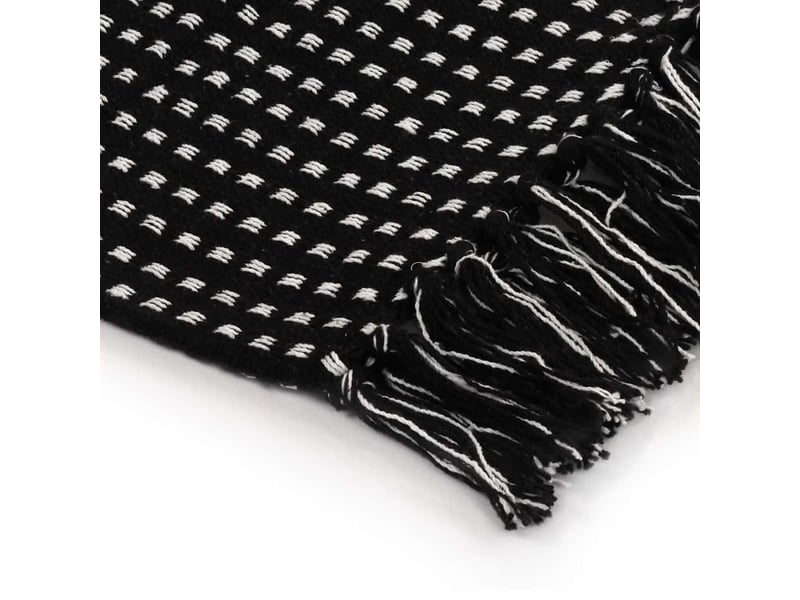 Couverture coton à carrés 125x150 cm noir - Conforama D