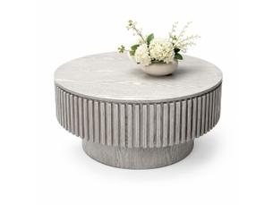 Table basse rond(e) coloris blanc   - 75 cmx75 cm