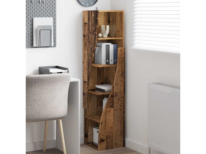  Meuble d'angle, meuble de rangement salon 32x32x140cm bois d'ingénierie bois ancien  - Conforama D