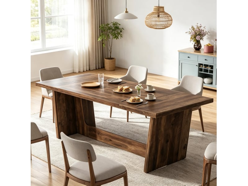  Table à manger rectangulaire en bois marron 120 x 50 x 76 cm, pour 6 à 8 personnes  - Conforama B