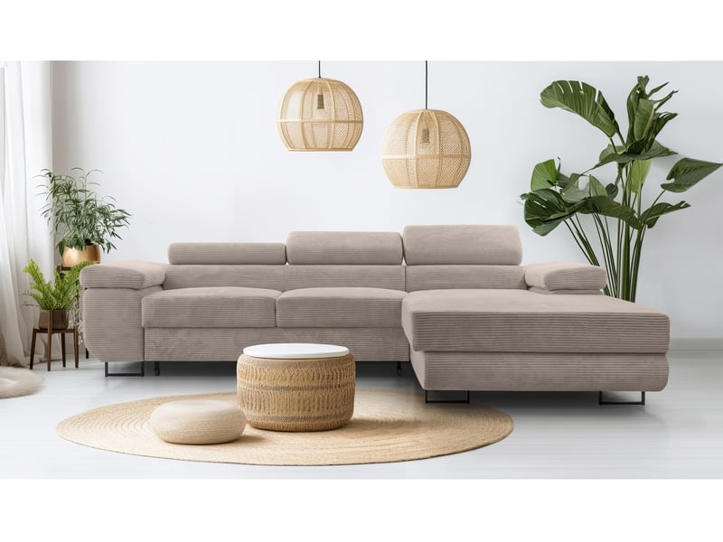 Canapé d’angle en velours côtelé arborio – 280 cm beige d Arborio - Conforama B