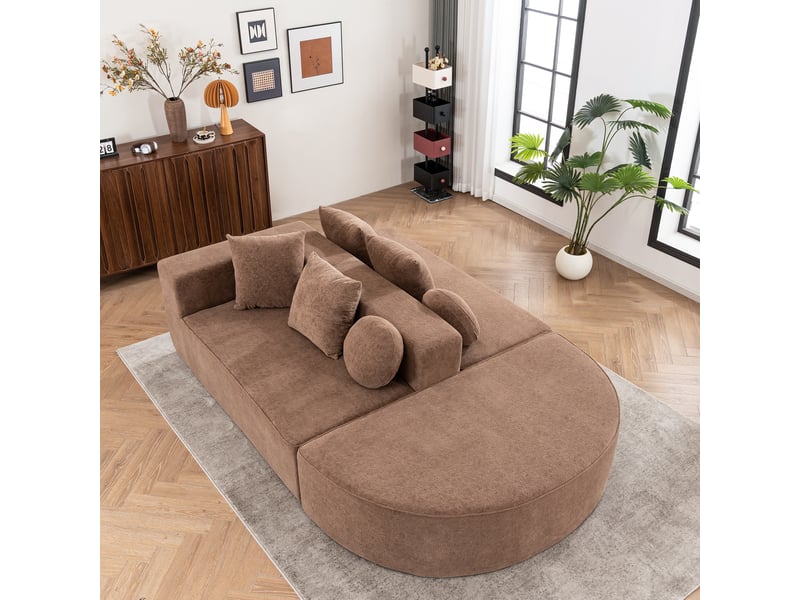  Canapé modulable, canapé de salon — sans montage, sans cadre, style cloud, en tissu chenille  - Conforama W