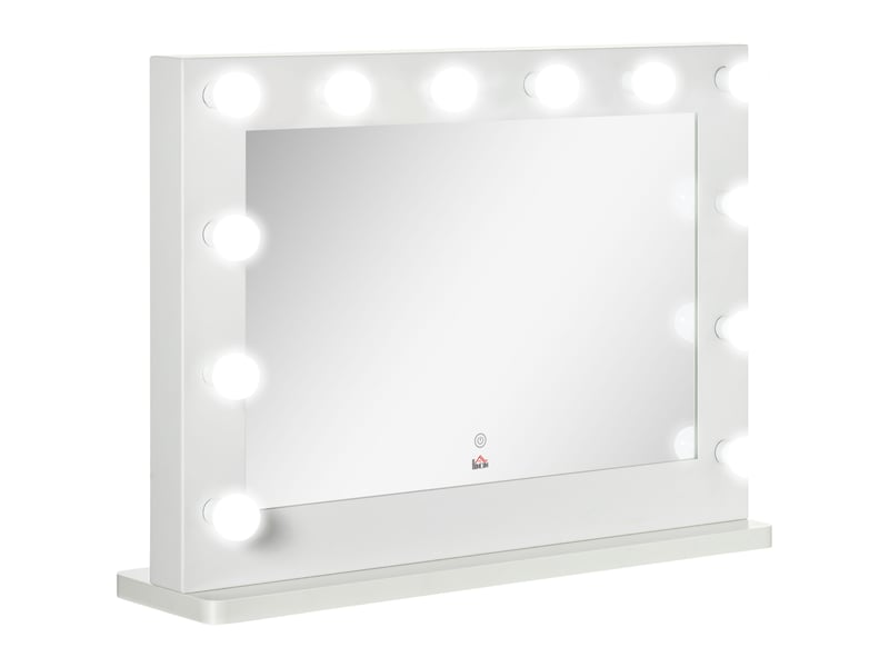  Miroir - avec éclairage led - fer - blanc - pour décoration intérieure 80x60x20cm - Conforama A