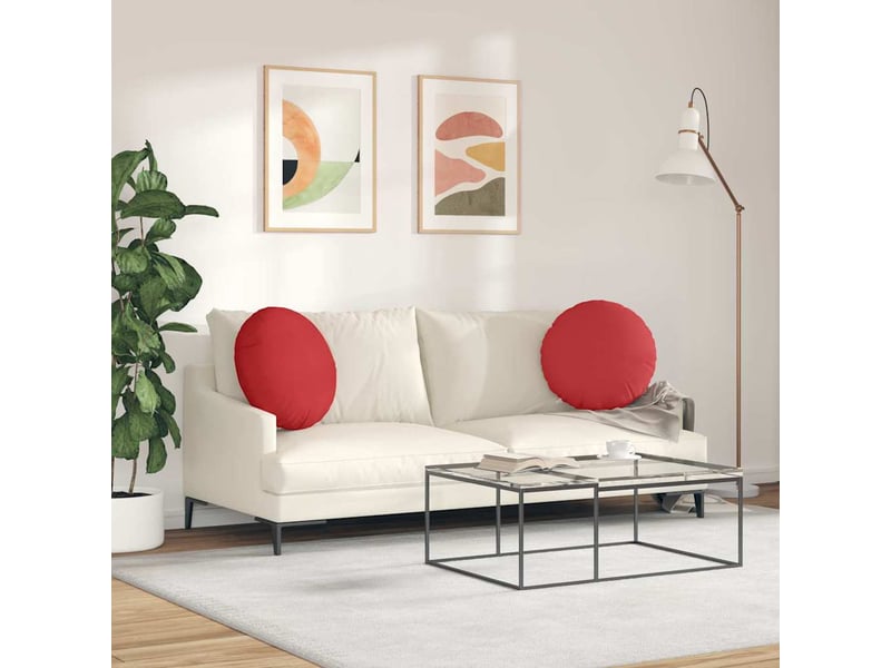  Lot de 2 coussins de siège, coussins décoratifs tissu rouge ø50 x 19 cm cf59860  - Conforama D