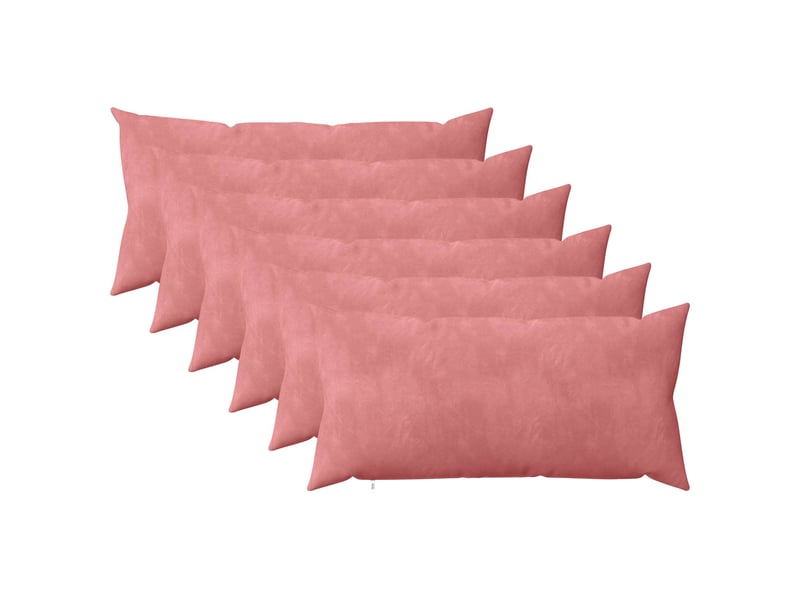  Lot de 6 coussins avec oreiller, coussins décoratifs heerlen rose velours cf50887  - Conforama A
