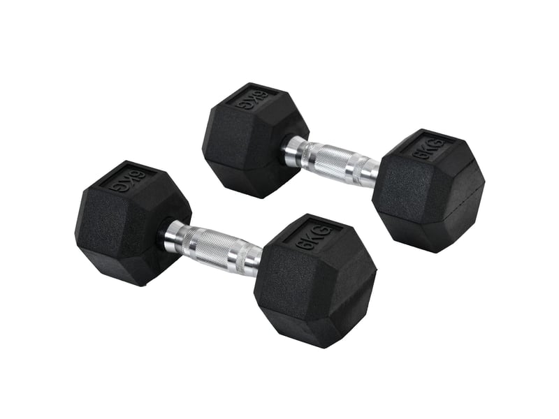  Haltères hexagonaux 2 x 6 kg en métal noir  - Conforama A