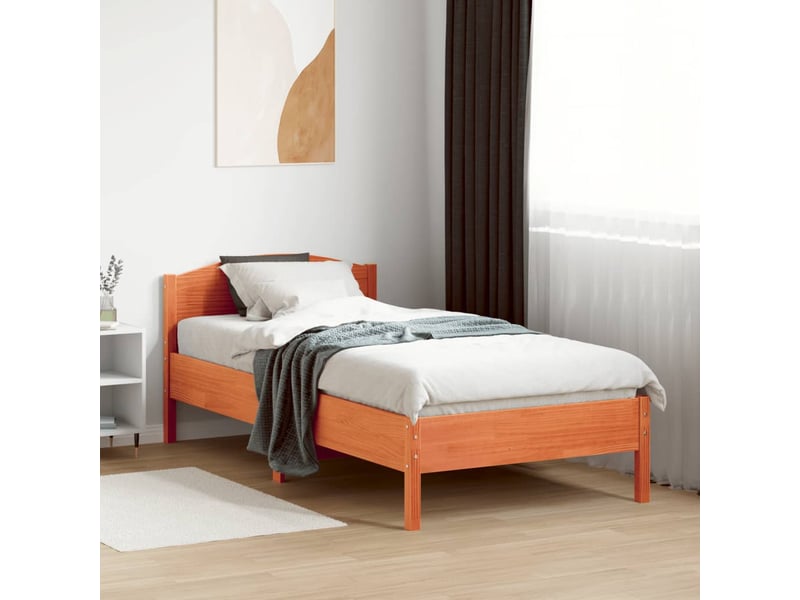  Lit simple- lit adulte -  cadre de lit sans matelas  marron 90x190 cm bois pin massif  - Conforama B