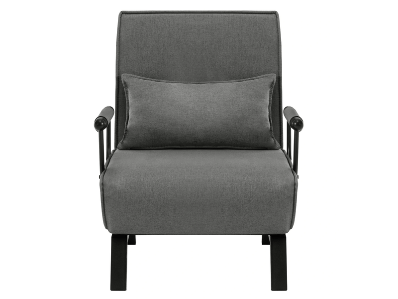 Fauteuil convertible 3 en 1 avec dossier réglable sur 5 positions et coussin amovible en lin gris - Conforama A