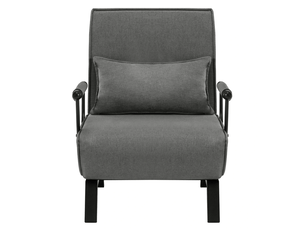 Fauteuil convertible 3 en 1 avec dossier réglable sur 5 positions et coussin amovible en lin gris