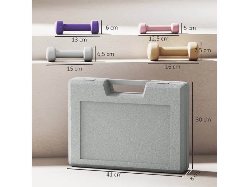  Set de 4 paires d'haltères 41x30x8 cm hexagonales métal rose et gris  - Conforama D