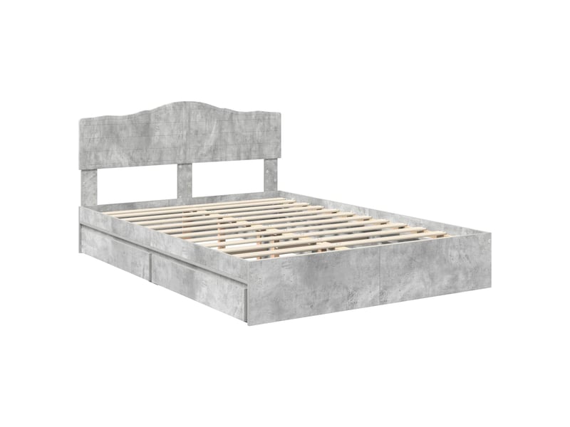  Lit double- lit adulte -  lit de rangement gris béton 150 x 200 cm bois d'ingénierie  - Conforama C