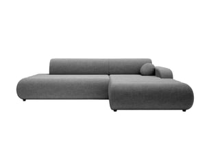 Canapé droit convertible CASANOVA  4 places Tissu gris avec coffre de rangement