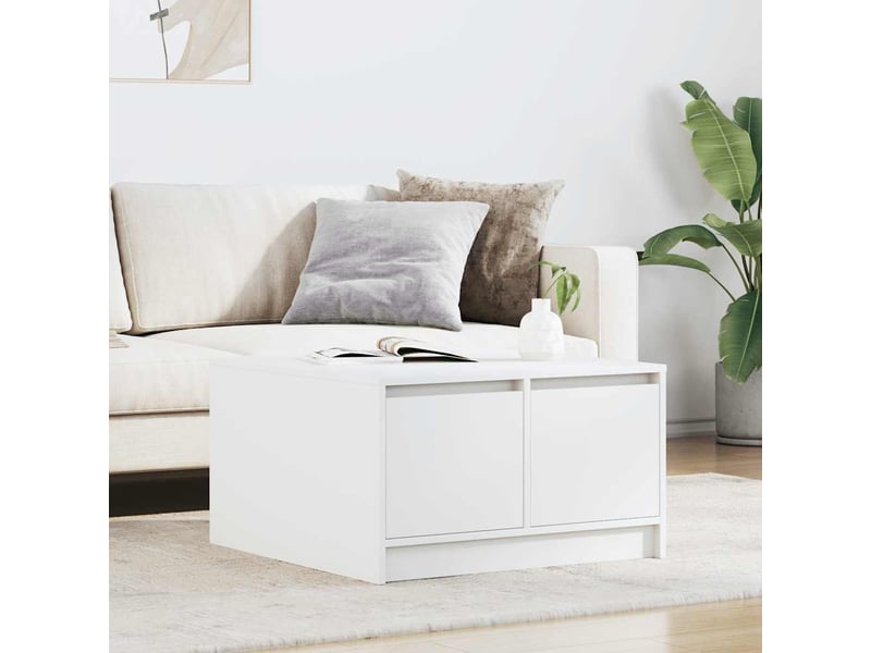  Table basse - table de salon - table à thé avec tiroirs blanc 70,5x70x40 cm  - Conforama B