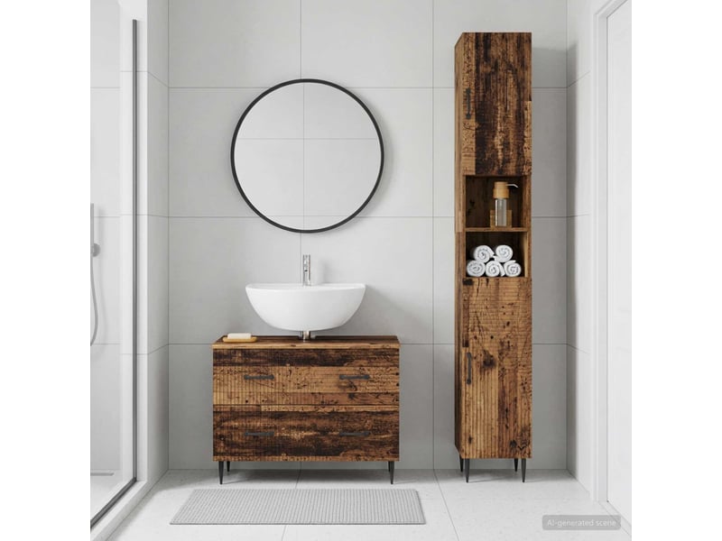  Ensemble de 2 meubles de salle de bain haarlem bois ancien cf63155  - Conforama B