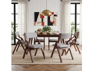 Chaise de salle à manger pliable lot de 6 avec rembourrage, rangement compact en bois et lin gris