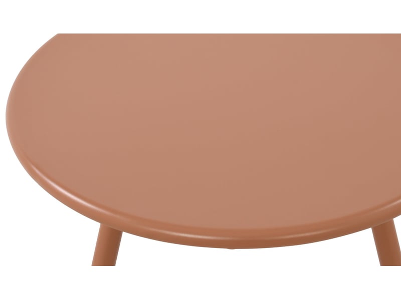 Table basse ronde intérieur extérieur plateau polypropylène couleur terre cuite pieds métal ø 50 cm 10_0009225  - Conforama C